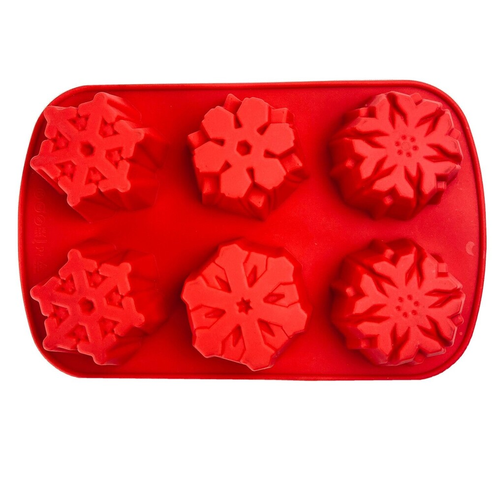Christmas Holiday Silicone Snowflake Winter Cupcake Mold 6 Cavities 4 Designs